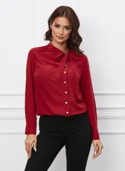 Camasa Dy Fashion bordo cu funda si nasturi pe o parte