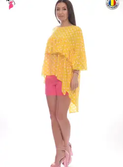 Camasa galbena asimetrica cu volane