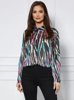 Camasa Morena cu imprimeu verde-mov