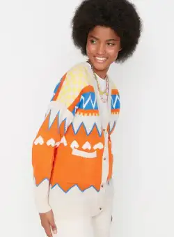 Cardigan dama portocaliu Amadrya