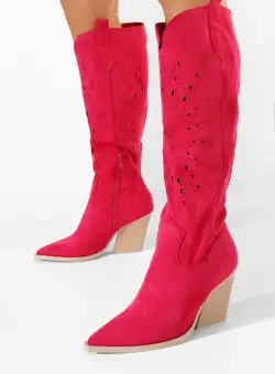 Cizme cowboy de toamna Ledora fucsia