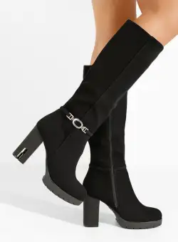 Cizme cu toc gros Essence negre