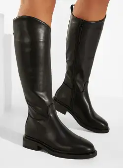 Cizme cu toc mic negre Braga