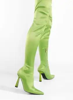 Cizme cu toc subtire verzi Mina
