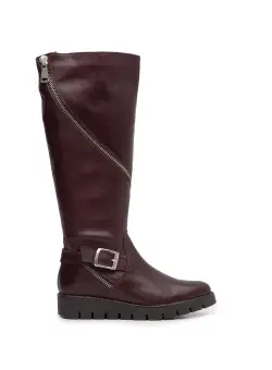 Cizme dama din piele naturala, Leofex - 396 visiniu