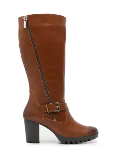 Cizme dama din piele naturala Leofex - 473 cognac