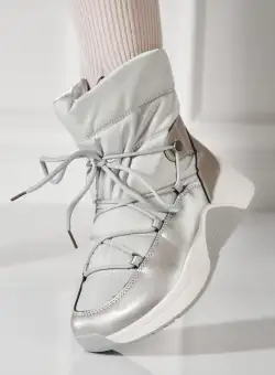 Cizme Dama Imblanite Argintii din Piele Ecologica Keyla