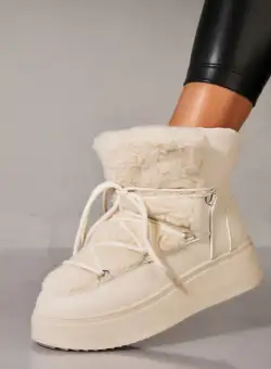 Cizme Dama Imblanite Bej din Piele Ecologica Aimelia