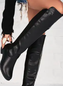 Cizme Dama Imblanite Negre din Piele Ecologica Apai