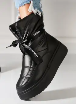 Cizme Dama Imblanite Negre din Piele Ecologica Erla