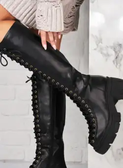 Cizme Dama Imblanite Negre din Piele Ecologica Jaxyn