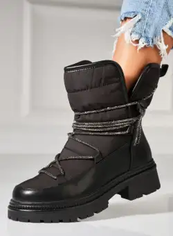 Cizme Dama Imblanite Negre din Piele Ecologica Riham