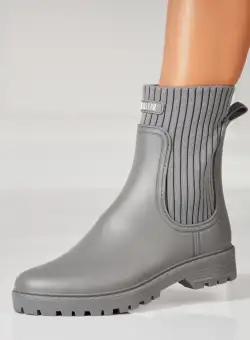 Cizme Dama Scurte Gri din Cauciuc Djene