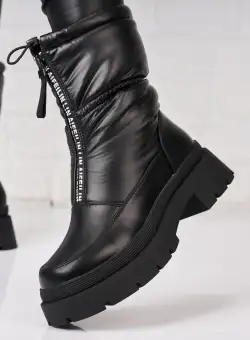 Cizme Dama Scurte Negre din Piele Ecologica Dalynn