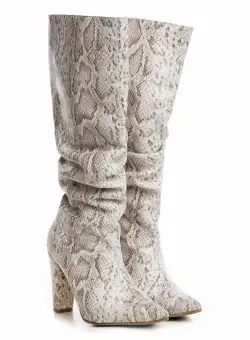 Cizme Hanna imprimeu alb cu crem