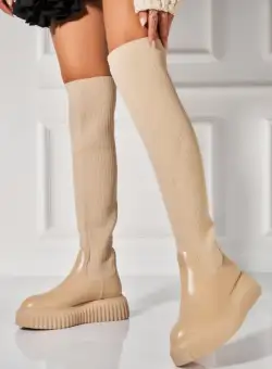 Cizme Iarna Bej din Piele Ecologica Trisha