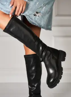 Cizme Iarna Negre din Piele Ecologica Elza