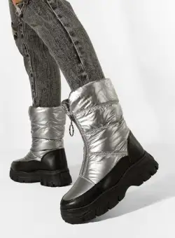 Cizme imblanite dama argintii Beneda