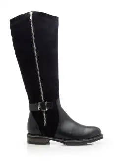 Cizme joase dama din piele naturala, Leofex - 397 Blue Box Velur