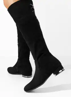 Cizme lungi fara toc Kylie negre