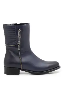 Cizme scurte dama din piele naturala, Leofex - 464 Blue box