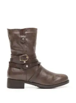 Cizme scurte din piele naturala - 463 taupe inchis