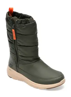 Cizme SKECHERS kaki, GLACIAL ULTRA, din material textil