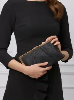 Clutch negru cu auriu