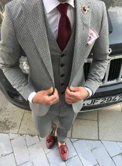 Costum barbati gri slim fit B7688 90-4 E ~