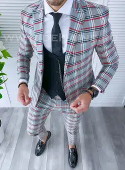 Costum barbati slim fit + Vesta B4276 E 81-4 ~
