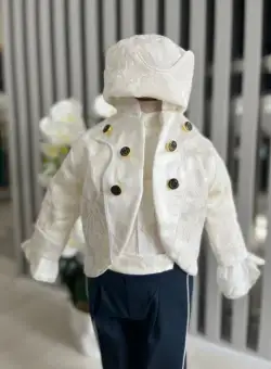 Costum Print pentru Botez - Alb si Bleumarin