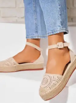 Espadrile dama Bej din Piele Ecologica Intoarsa Aspen