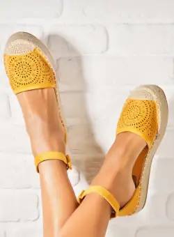 Espadrile dama Galbene din Piele Ecologica Intoarsa Ishra