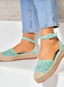 Espadrile dama Verzi din Piele Ecologica Intoarsa Aspen