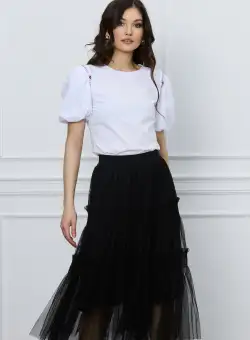 Fusta Andrada neagra midi din tull