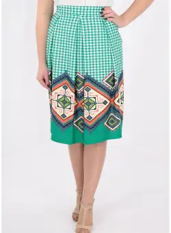 Fusta cu pliuri cu bordura verde
