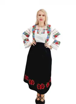 Fusta din catifea cu broderie Carmen