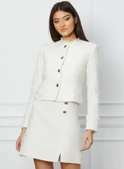 Fusta Moze alba scurta din tweed