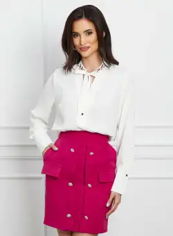 Fusta Moze fucsia scurta cu nasturi si buzunare