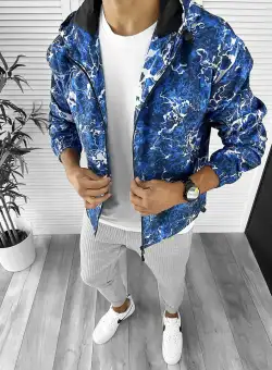 Geaca barbati de toamna cu imprimeu din fas subtire 12273 O4-7