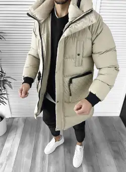 Geaca barbati groasa bej de iarna 1021 50-2/E