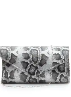 Geanta plic dama din piele naturala,Leofex - 4014 Gri metalizat box