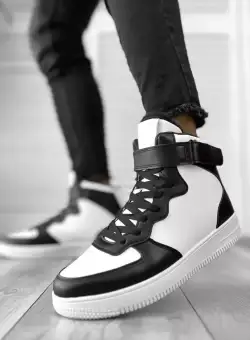 Ghete barbati imblanite albe cu negru 12363 A41-1