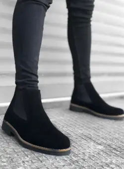 Ghete barbati piele intoarsa neagra eco CU MIC DEFECT DEF304 N8-5