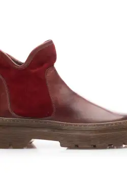 Ghete damă casual din piele naturală, Leofex - Mostră Iris Vișiniu box velur