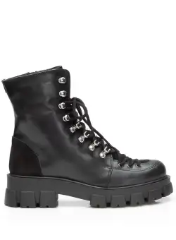 Ghete dama cu siret pana in varf din piele naturala, Leofex - 329 Negru box velur