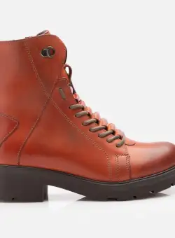 Ghete damă din piele naturală, Leofex - 349 Cognac Box