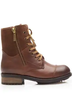 Ghete dama din piele naturala, Leofex - 387 cognac box velur