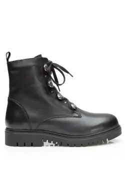 Ghete dama din piele naturala, Leofex - 508 Negru Box