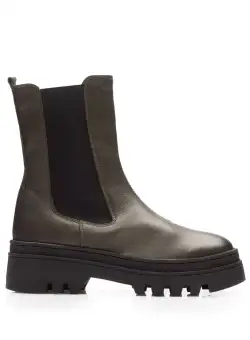 Ghete damă din piele naturală, Leofex - Mostră 002 Kaki box